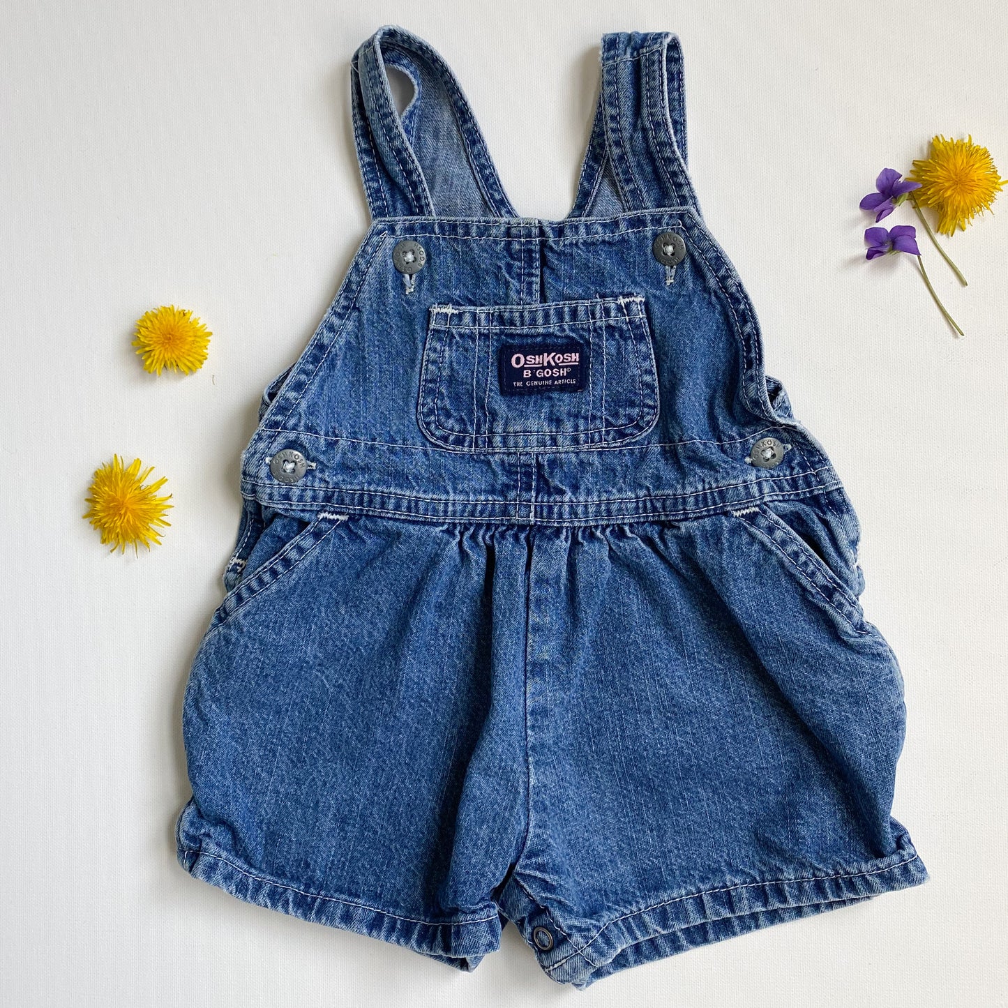 Vintage Osh Kosh Denim Short Overalls 12-18M