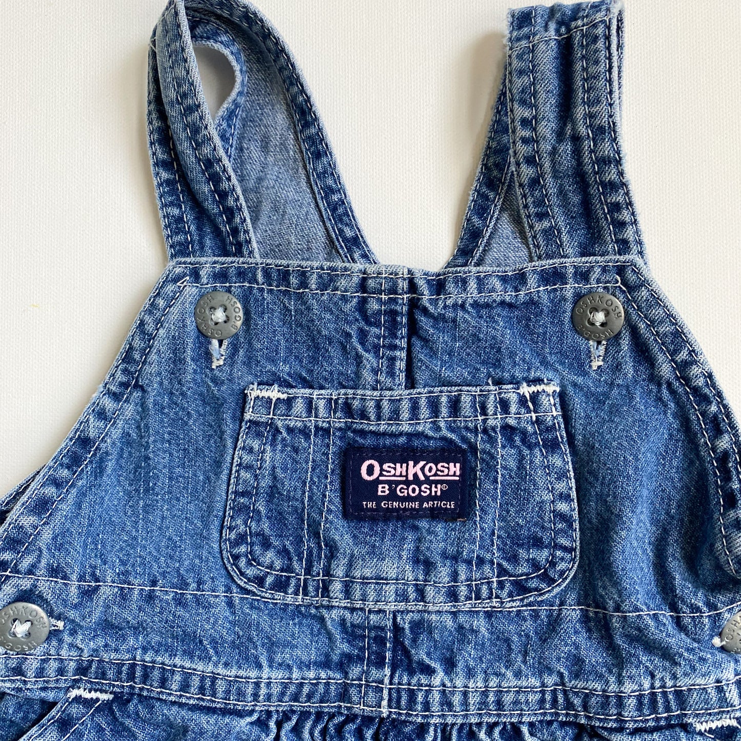 Vintage Osh Kosh Denim Short Overalls 12-18M