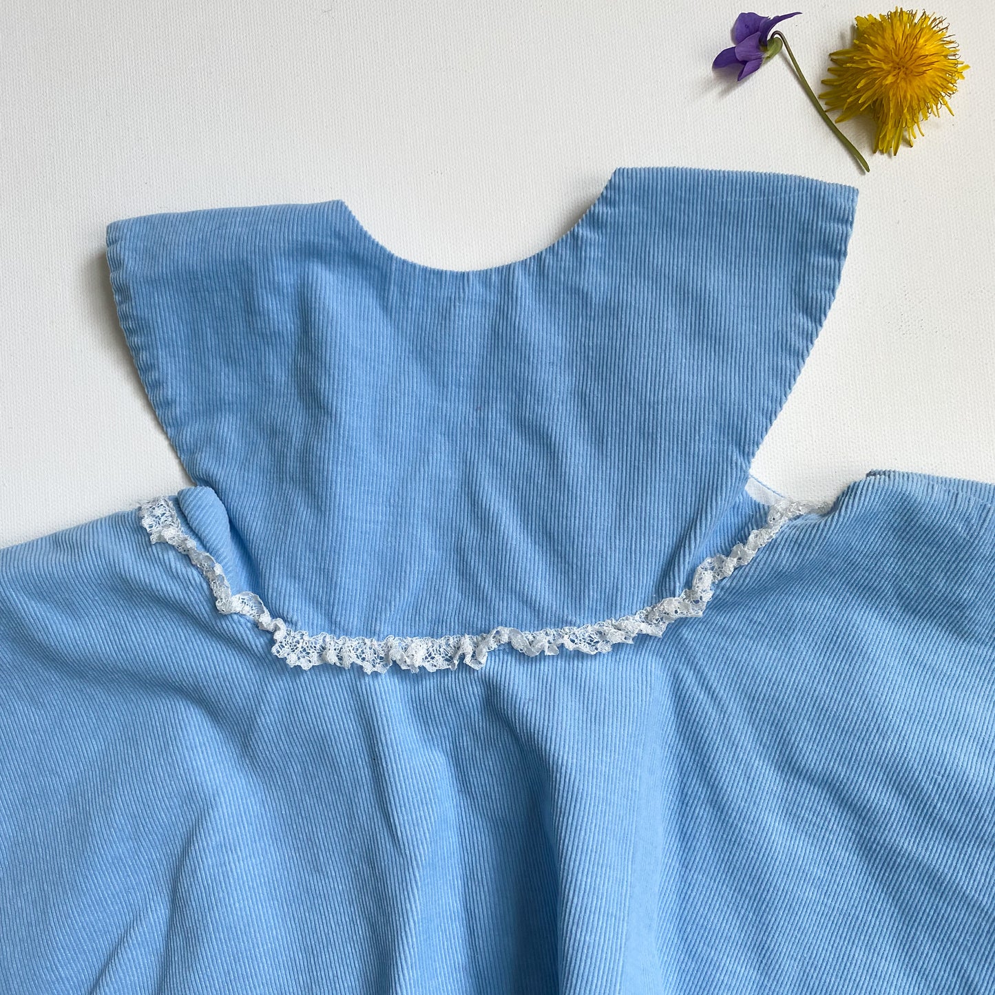 Vintage Blue Corduroy Swing Dress and Diaper Cover, 12M