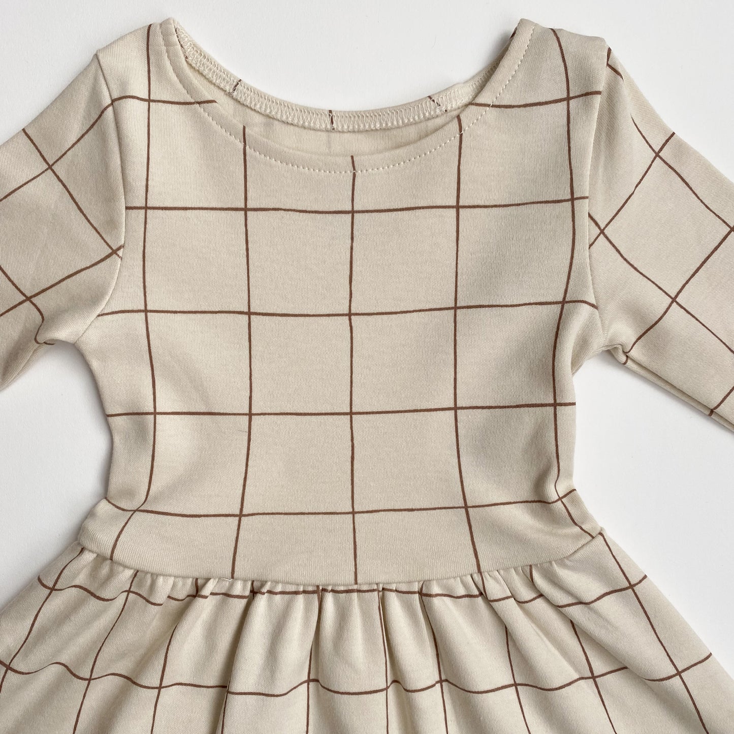 Long Sleeve Cotton Dress, Windowpane