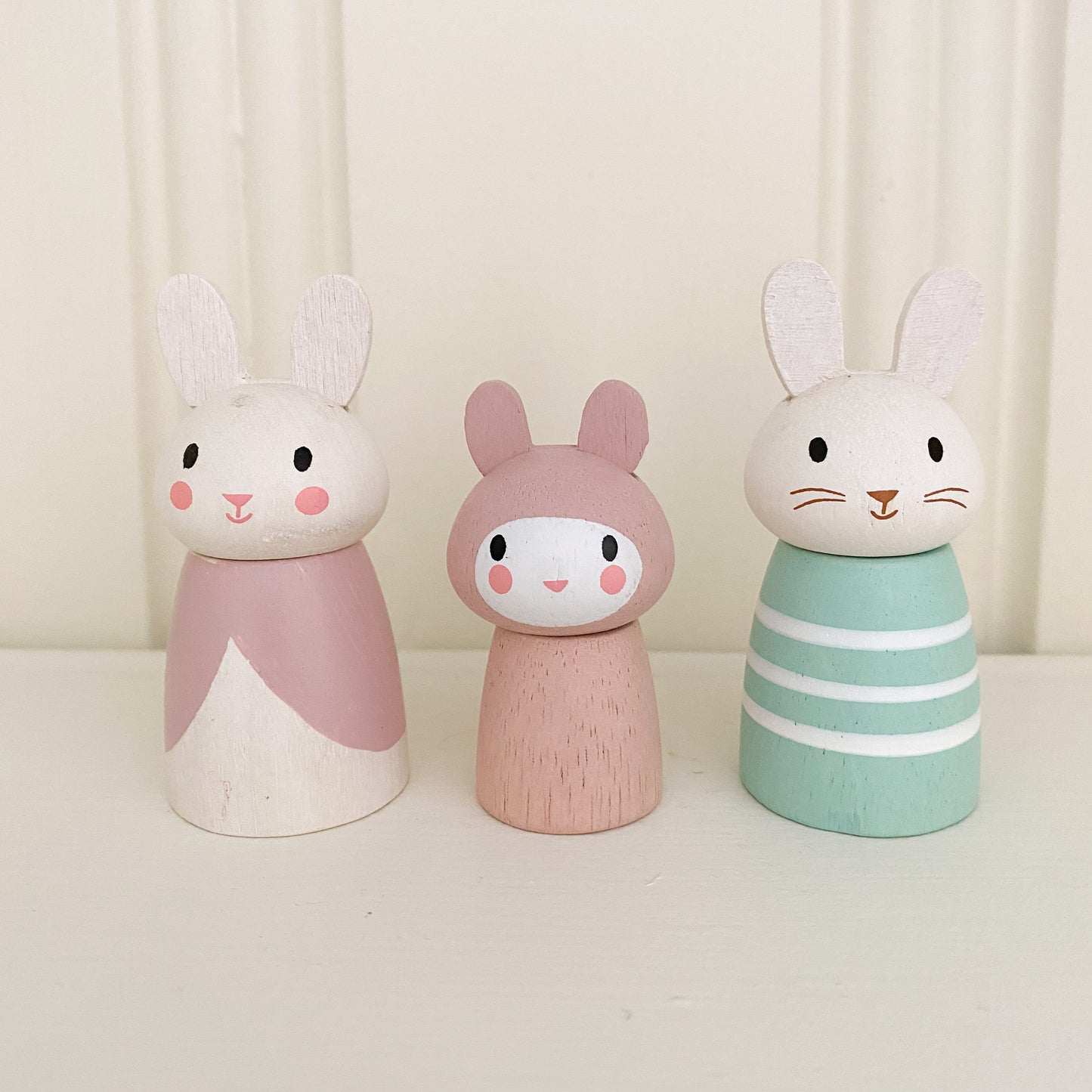 Wooden Bunny Family