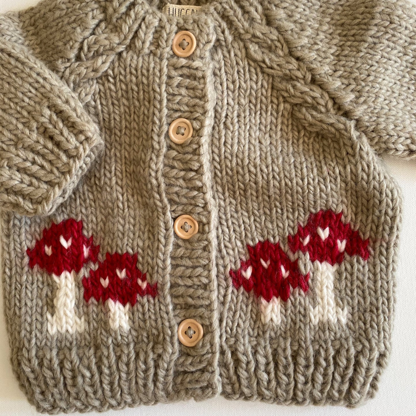 Hand Knit Cardigan, Mushroom