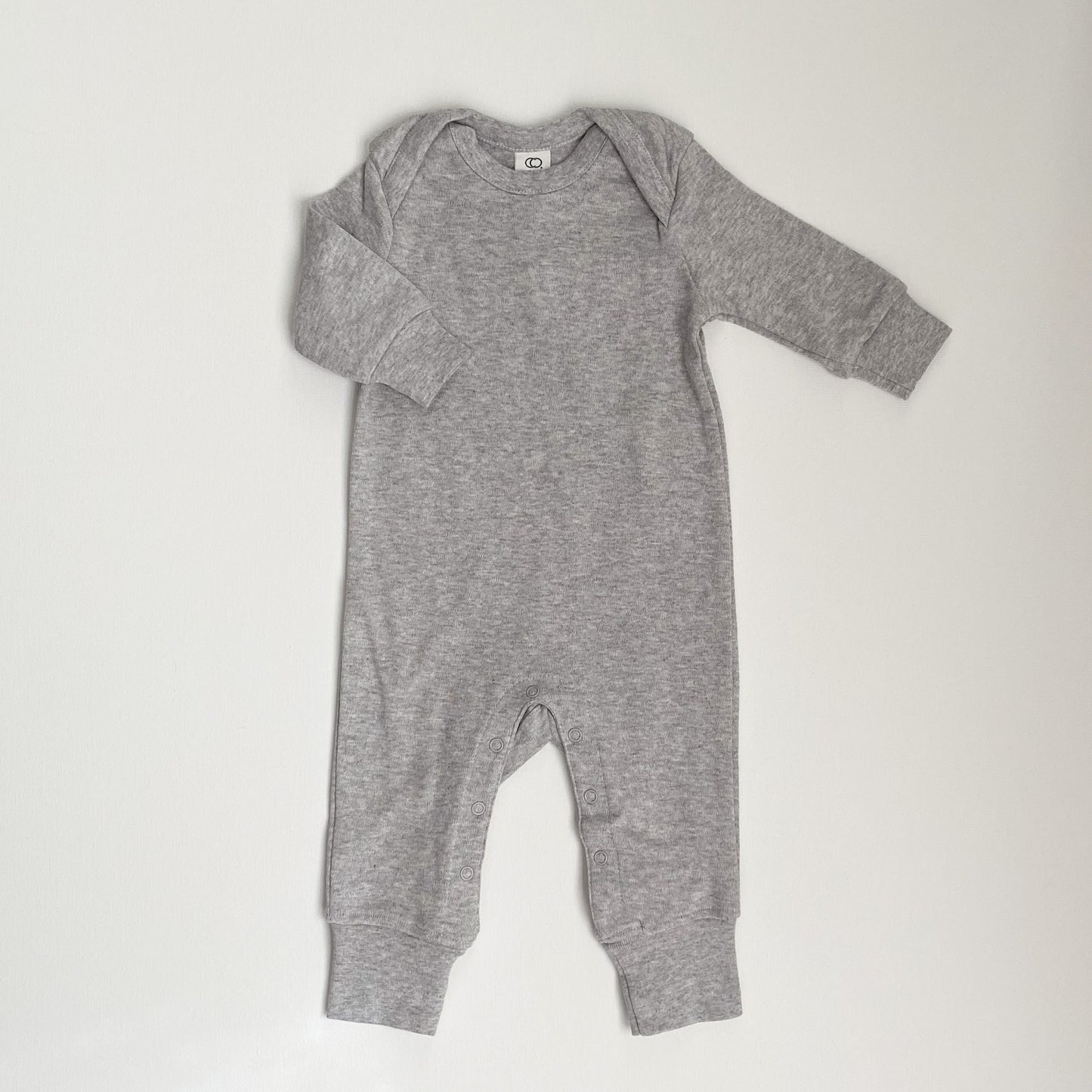 Baby Long Sleeve Romper, Heather Grey