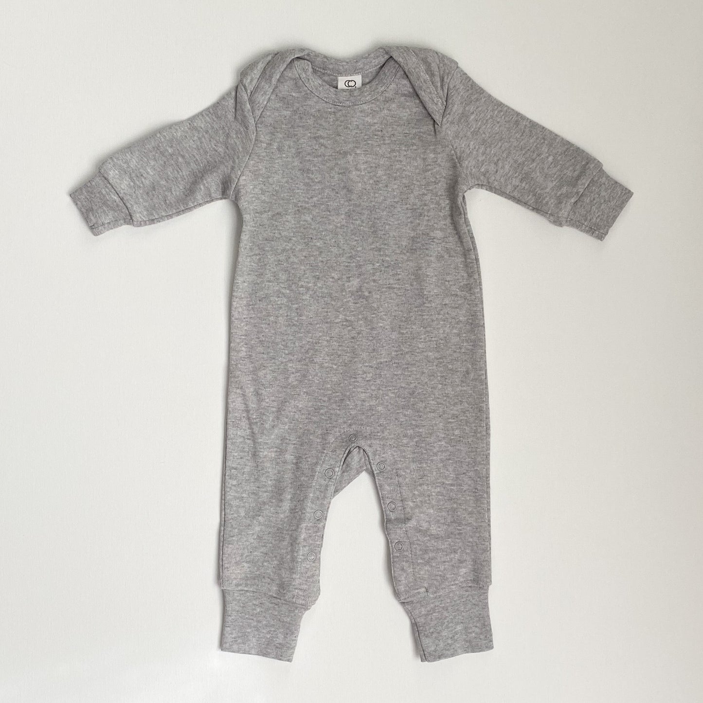 Baby Long Sleeve Romper, Heather Grey