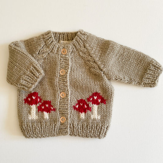 Hand Knit Cardigan, Mushroom