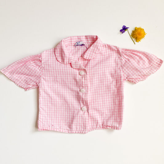 Vintage Pink Gingham Button Down 6-12M