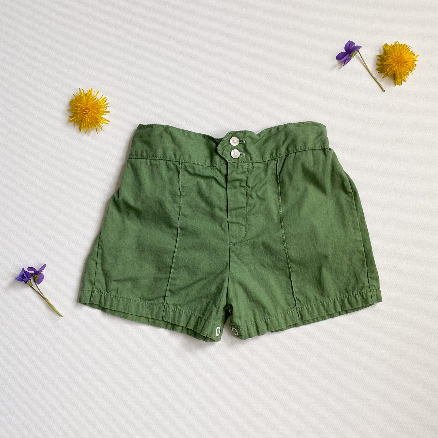 Vintage Green "Boyscout" Style Shorts 6-12M