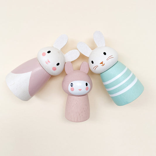 Wooden Bunny Family