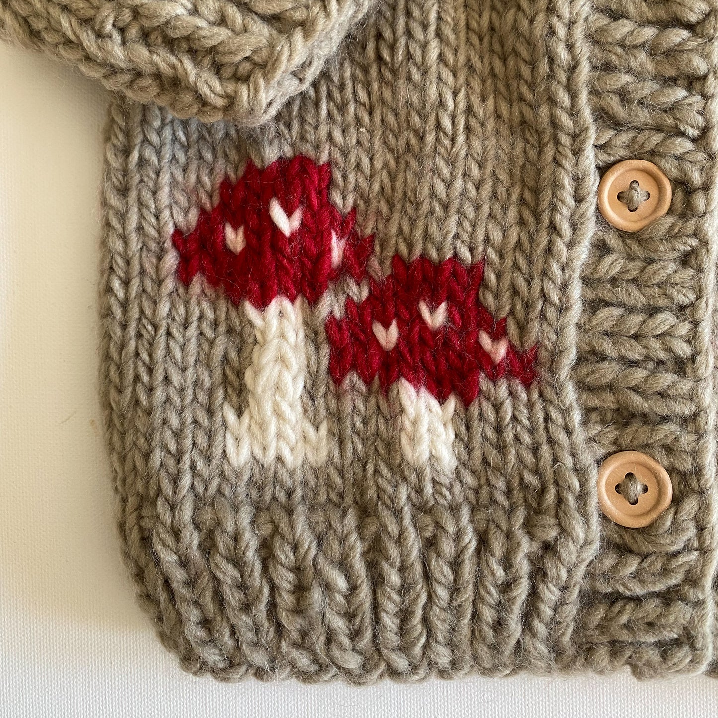 Hand Knit Cardigan, Mushroom