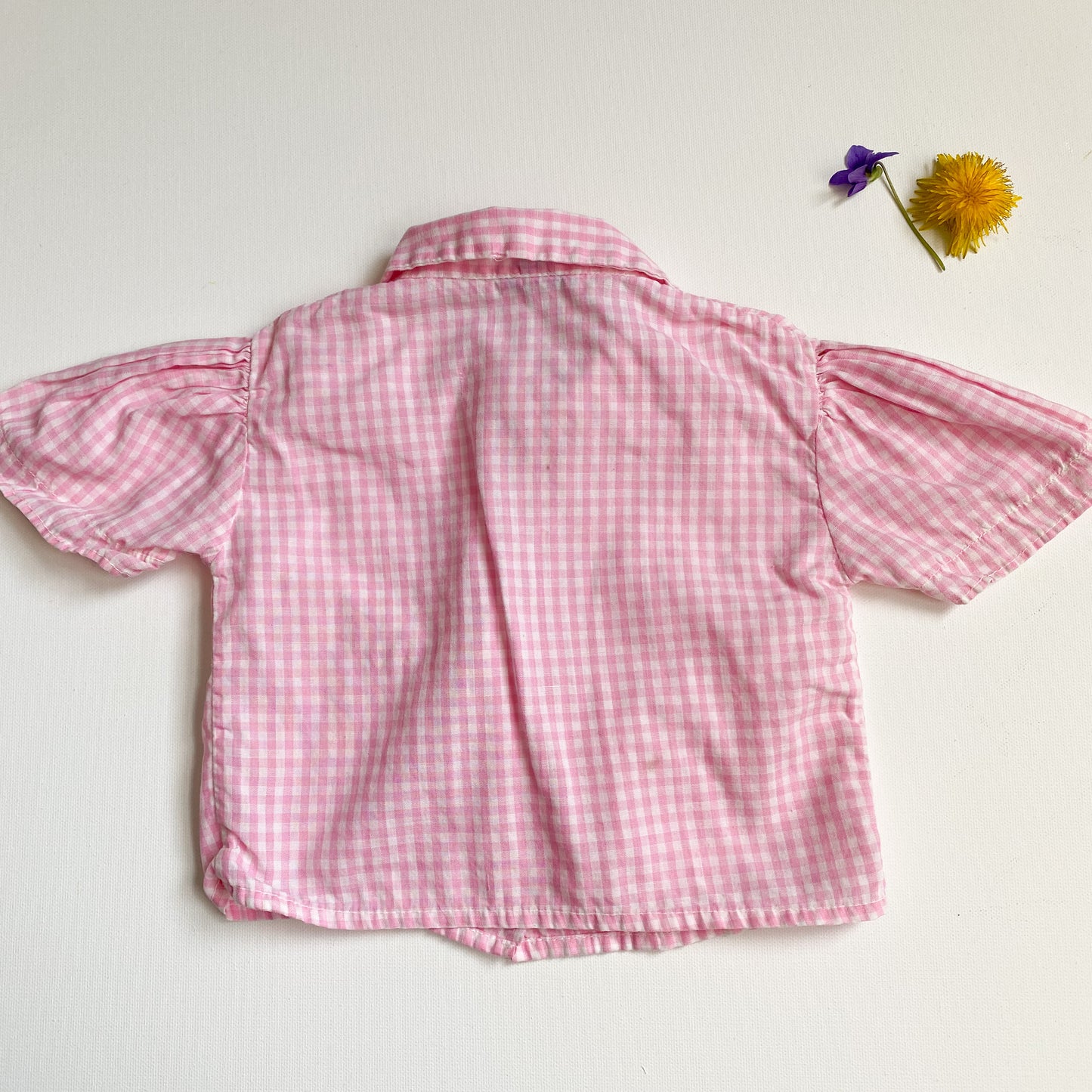 Vintage Pink Gingham Button Down 6-12M